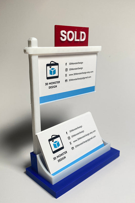 Real Estate Business Card Holder - Blue &  White